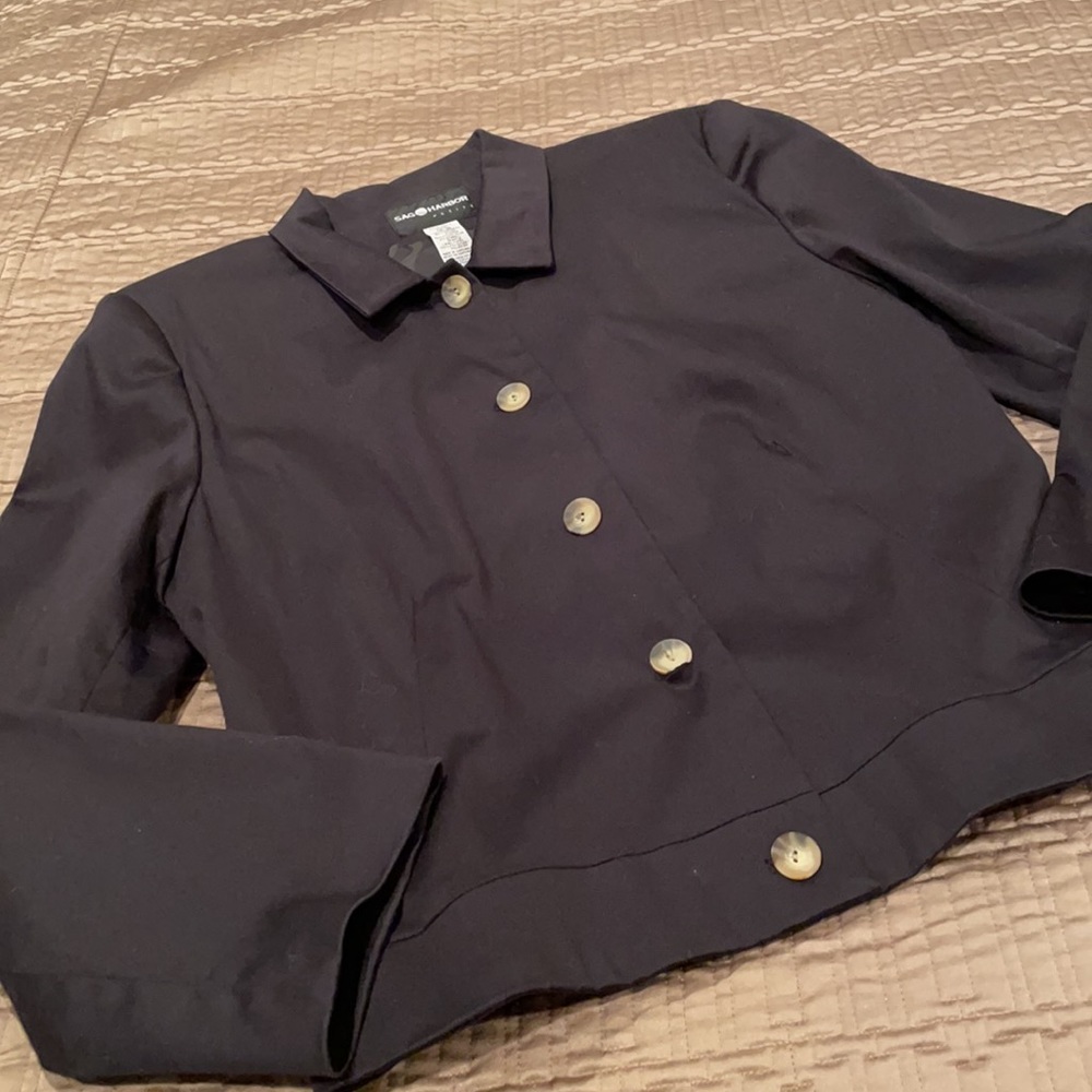 Sag Harbor jacket, black, cotton blend, 16P